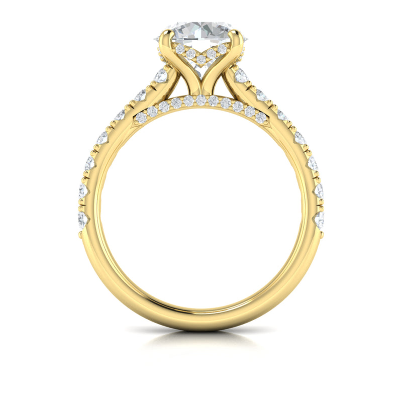 Diamond Hidden Halo Airline Engagement Ring in 14K Yellow Gold