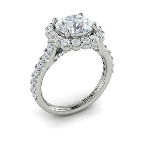 Diamond Cushion Halo Engagement Ring in 14K White Gold