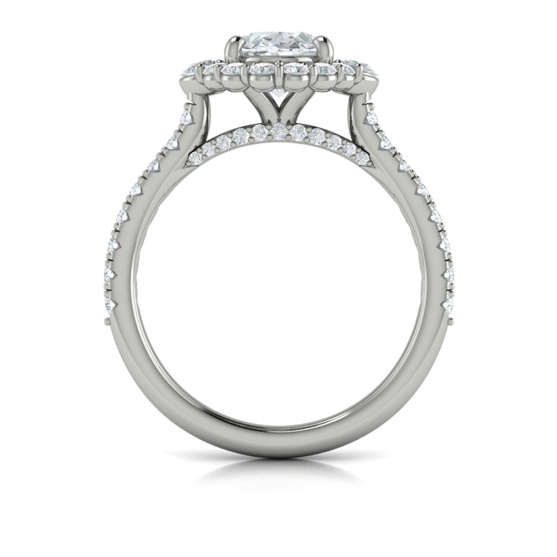 Diamond Oval Halo Engagement Ring in 14K White Gold