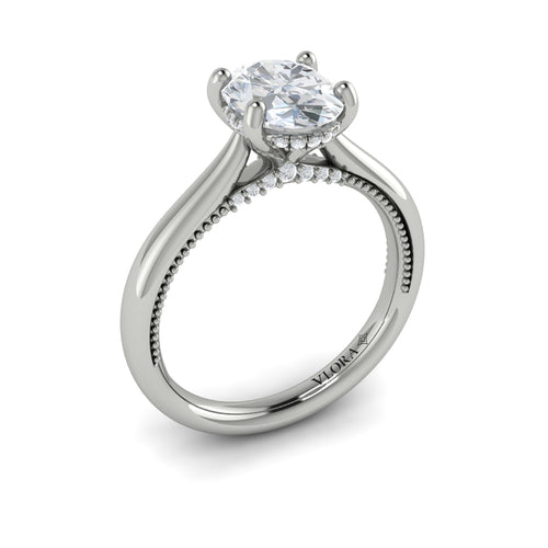 Hidden Halo Engagement Ring in 14K White Gold