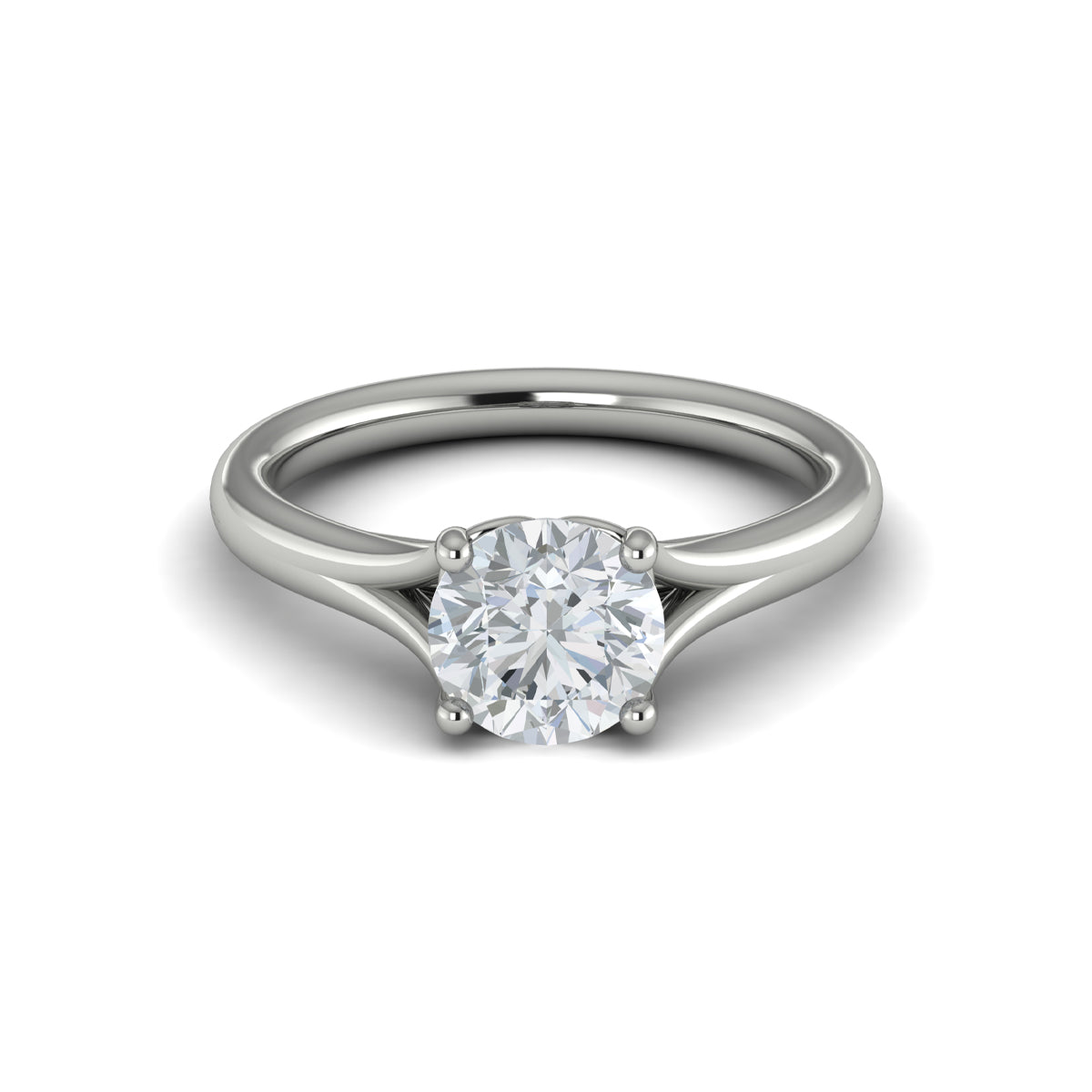 Diamond Split Shank Engagement Ring in 14K White Gold
