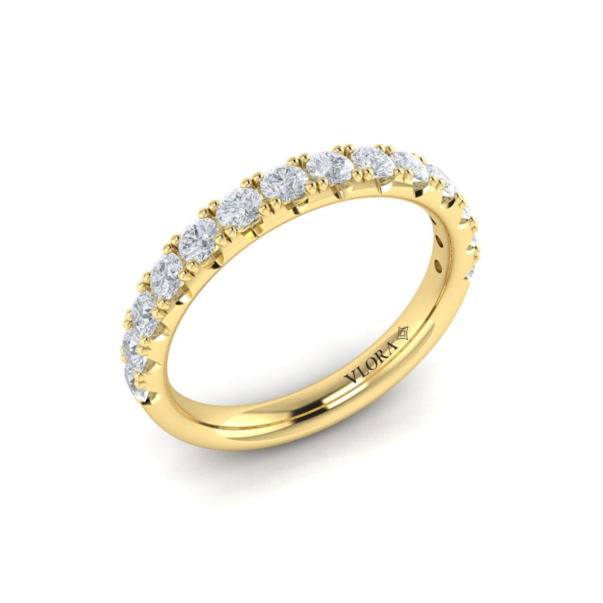 Diamond French Set Band in 14K Yellow Gold