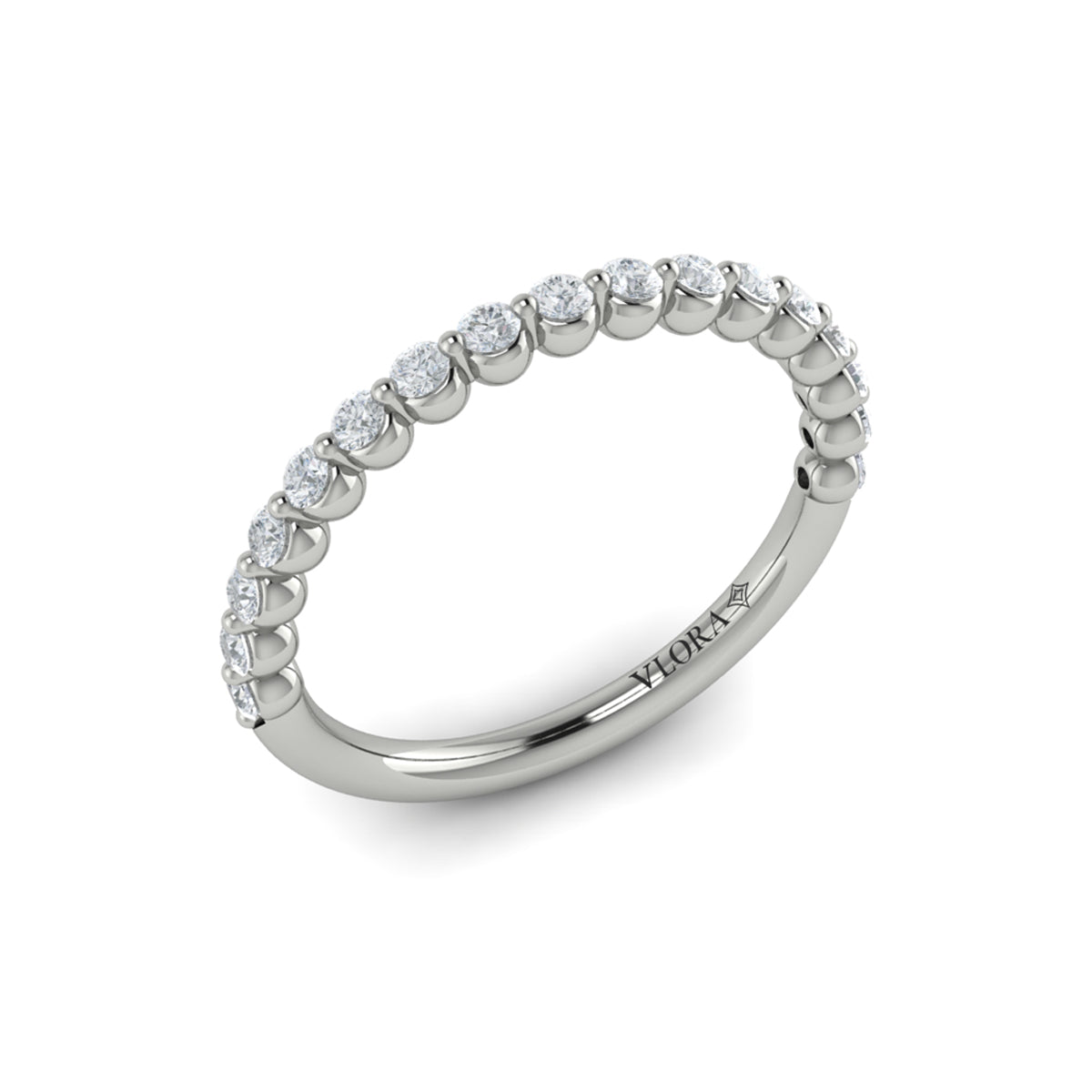 Diamond Single Prong Wedding Band in 14K White Gold