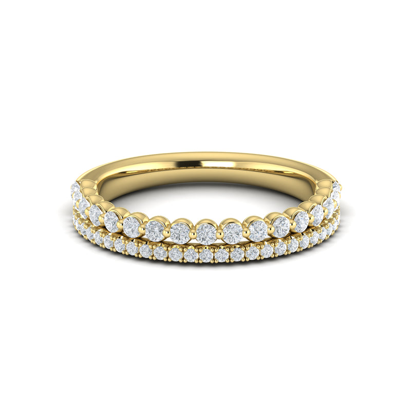 Round Diamond Two Row Band in 14K Yellow Gold
