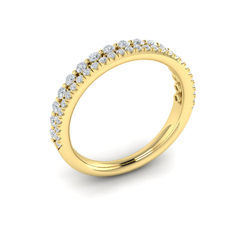 Round Diamond Two Row Band in 14K Yellow Gold