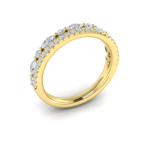 Diamond Marquise Two Row Band in 14K Yellow Gold