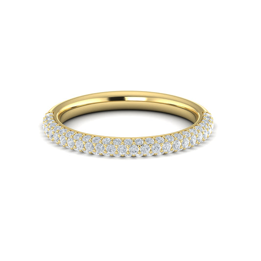 Diamond Three-Sided Pave Band in 14K Yellow Gold