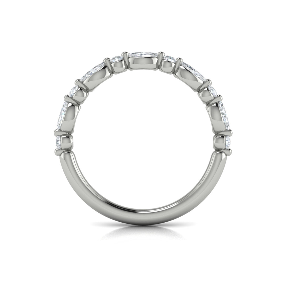 Diamond Marquise & Round Band in 14K White Gold