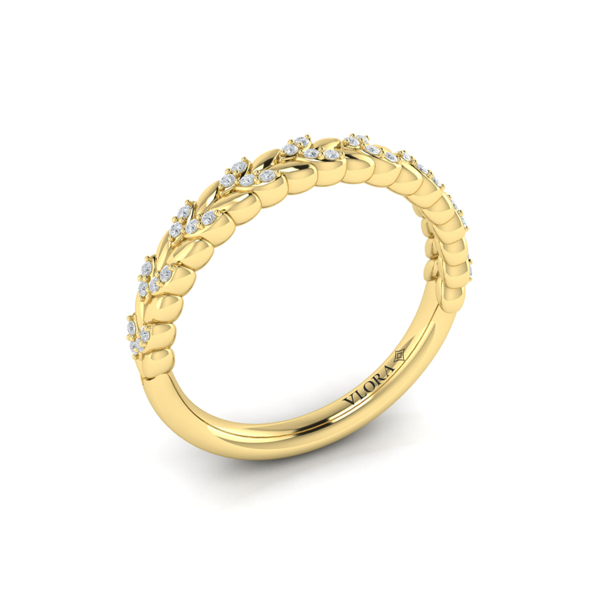 Diamond Floral Band in 14K Yellow Gold