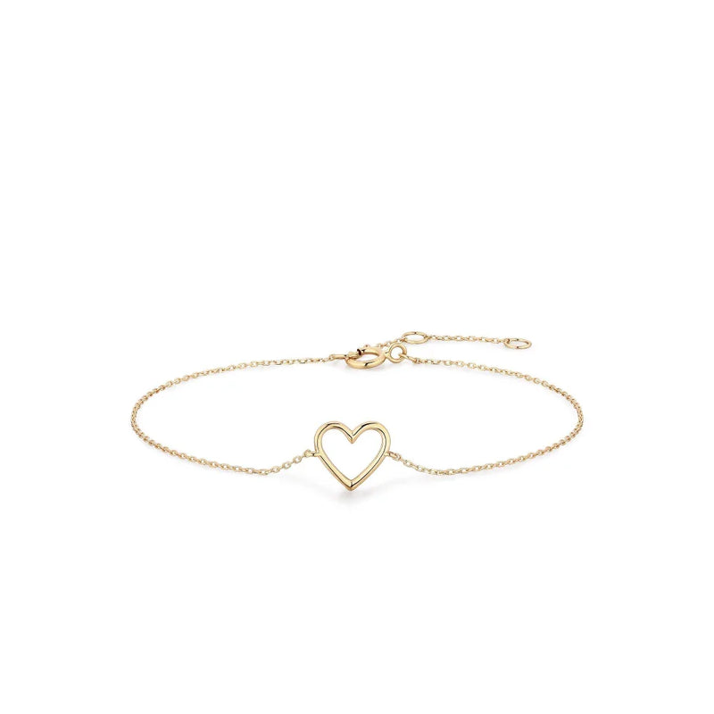 Petite Open Heart Bracelet in 14K Yellow Gold