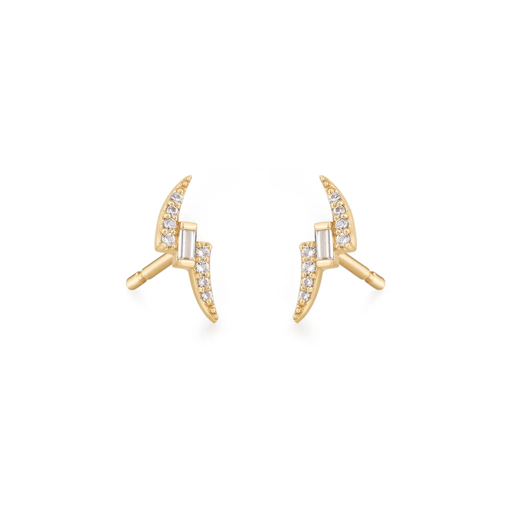 White Sapphire Curved Stud Earrings