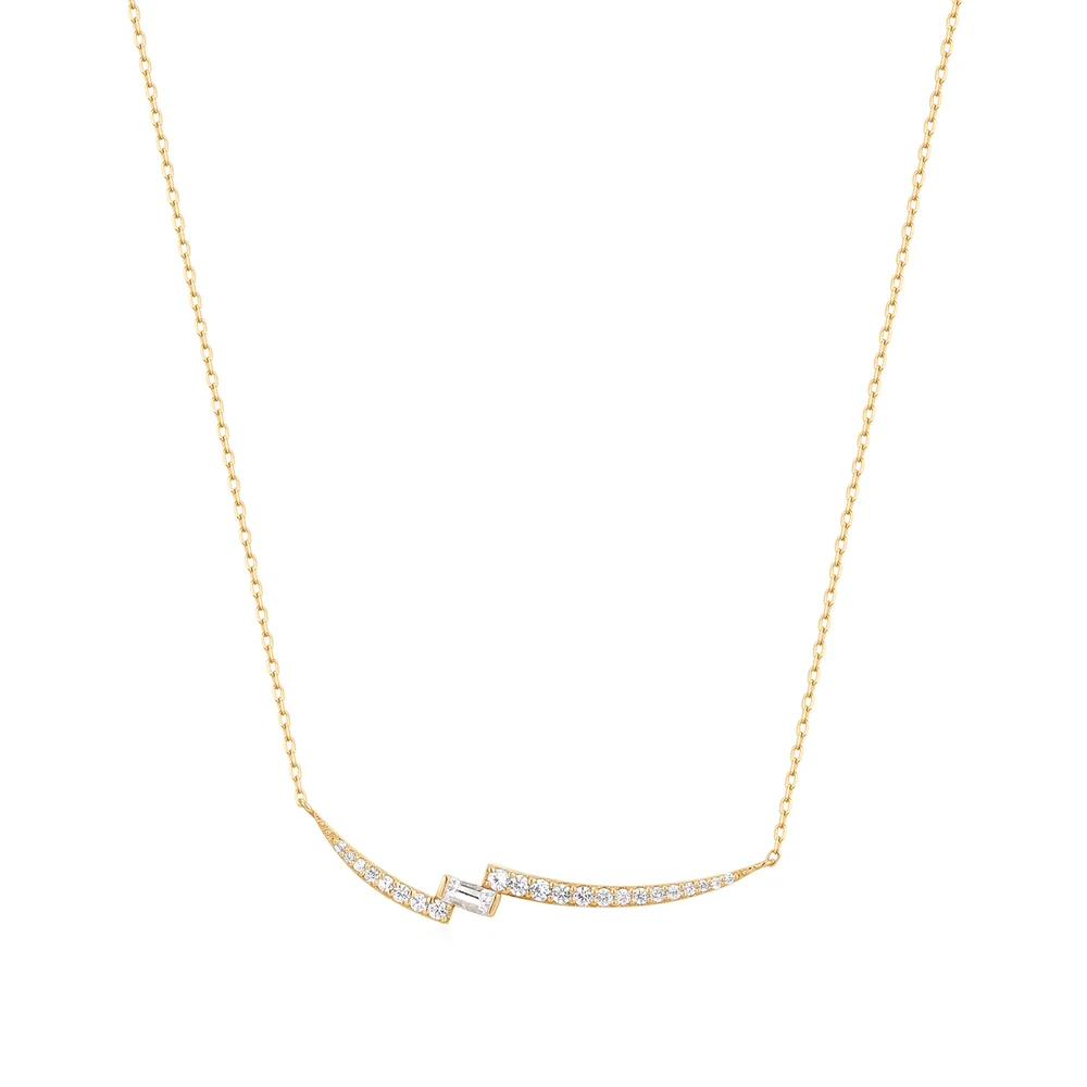 White Sapphire Curved Necklace