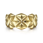 Quilted Pattern Wide Band in 14K Yellow Gold