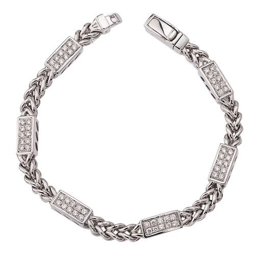 Diamond Bar Station Bracelet in 14K White Gold