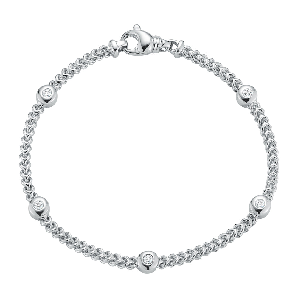 Diamond Bezel Station Bracelet in 14K White Gold