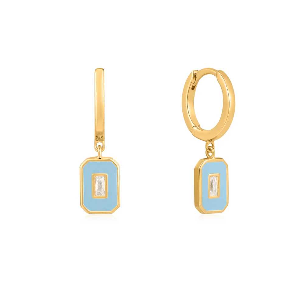 Powder Blue Enamel Emblem Hoops