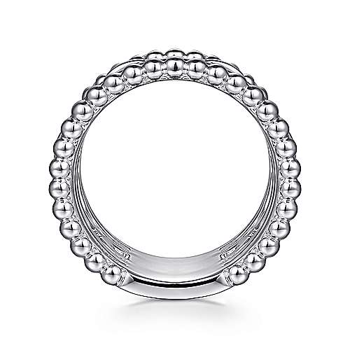 Bujukan Stacking Wide Statement Ring with White Sapphires in Sterling Silver
