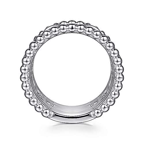 Bujukan Stacking Wide Statement Ring with White Sapphires in Sterling Silver