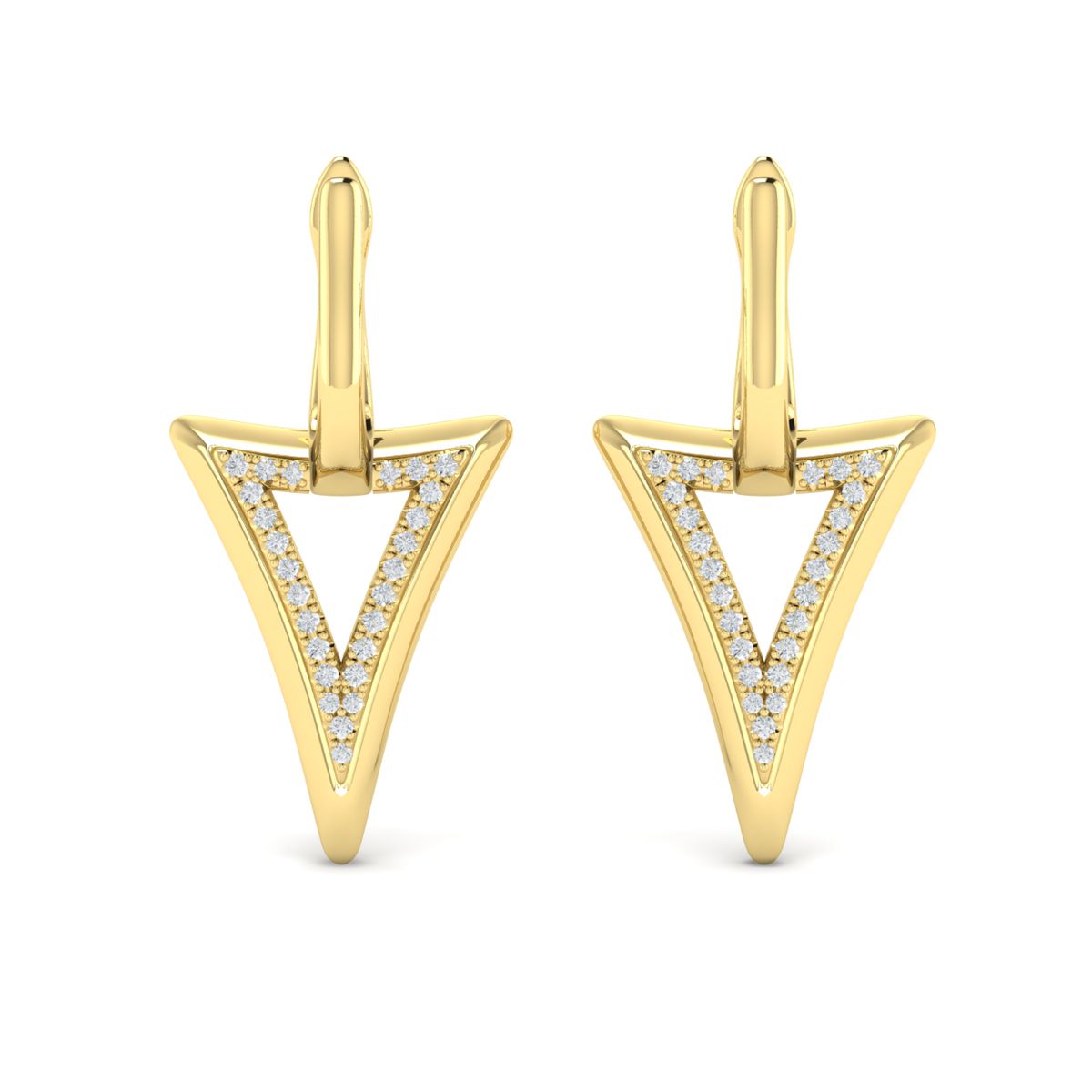 Diamond Spiked Drop Earrings in 14K Yellow Gold