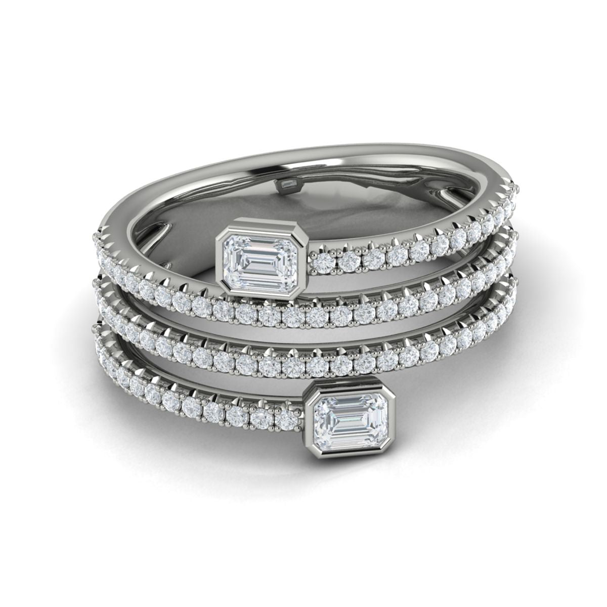 Diamond Multi Wrap Emerald Cut Band in 14K White Gold