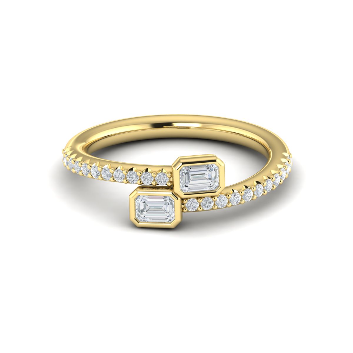 Diamond Wrap Emerald Cut Band in 14K Yellow Gold