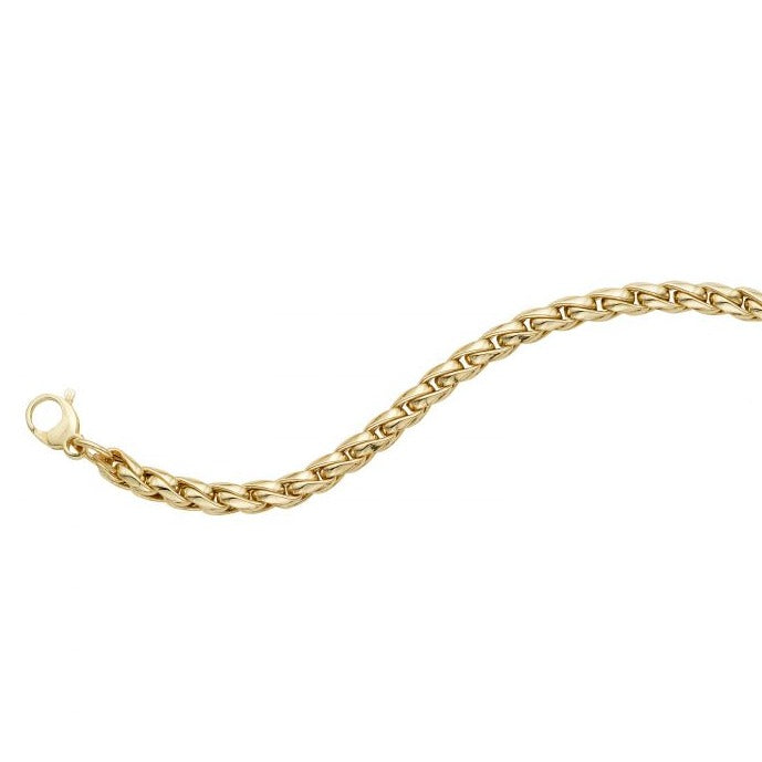 Fancy Round Curb Chain Bracelet in 14K Yellow Gold