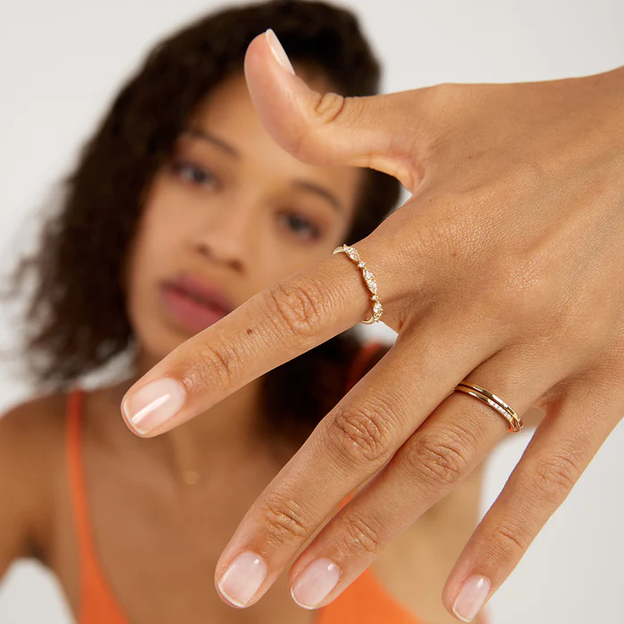 Pear and Round White Sapphire Half-Eternity Ring