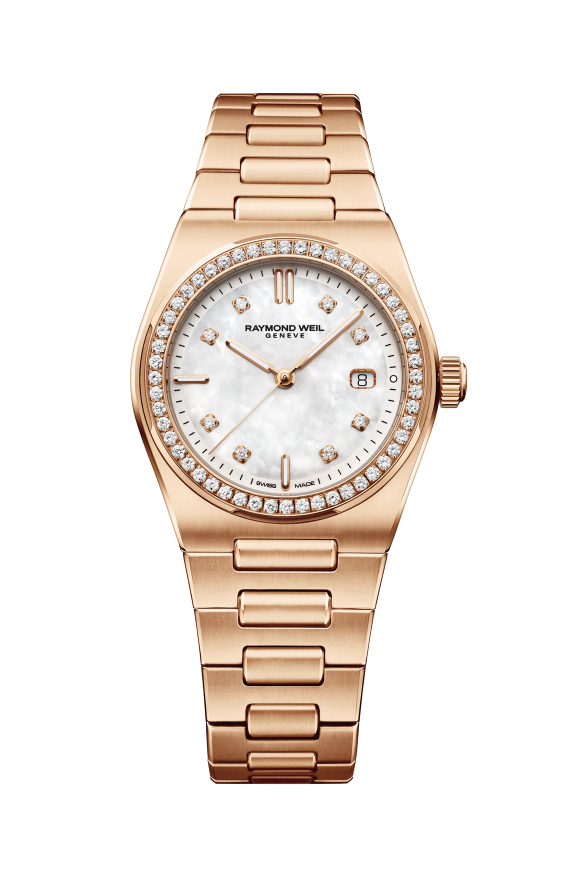 A.R.T Mother of Pearl Diamond Watch in Rose Tone Stainless Steel