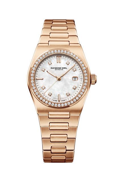 A.R.T Mother of Pearl Diamond Watch in Rose Tone Stainless Steel