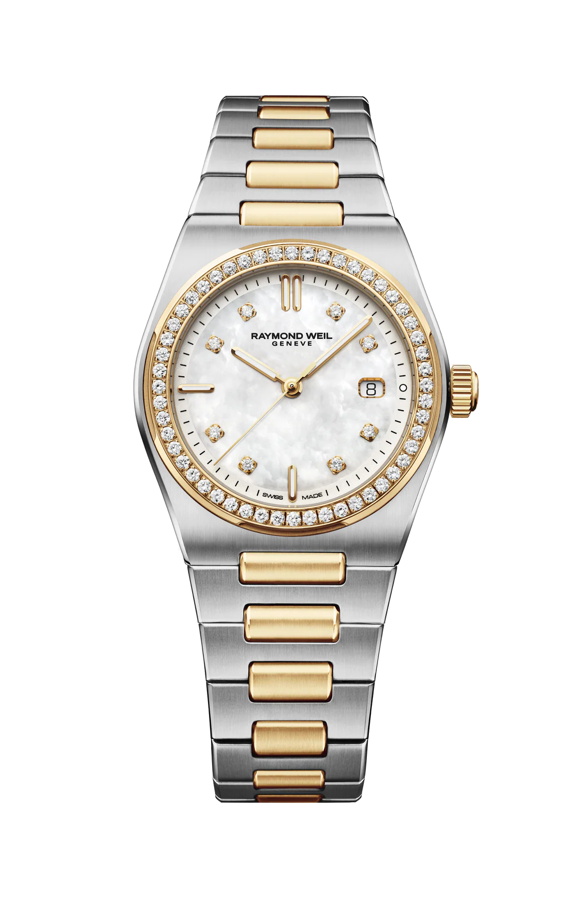 A.R.T Mother of Pearl Diamond Watch in Two Tone Stainless Steel
