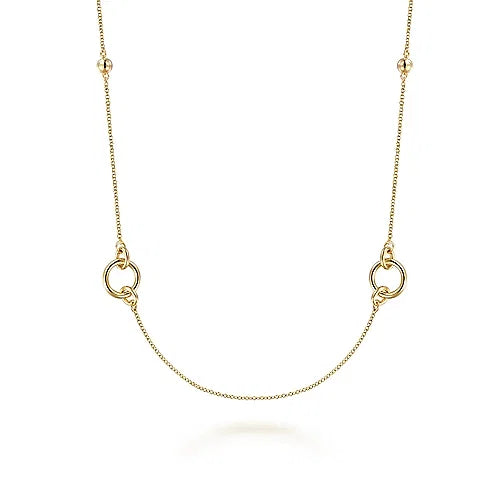 Tube Link Station Necklace in 14K Yellow Gold