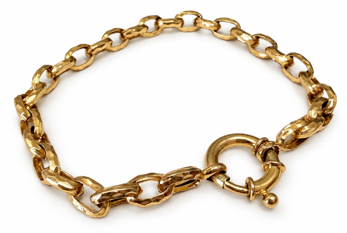 Estate Hollow Link Bracelet in 14K Yellow Gold