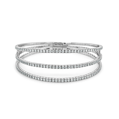 Diamond Triple-Row Flexible Bangle in 14K White Gold