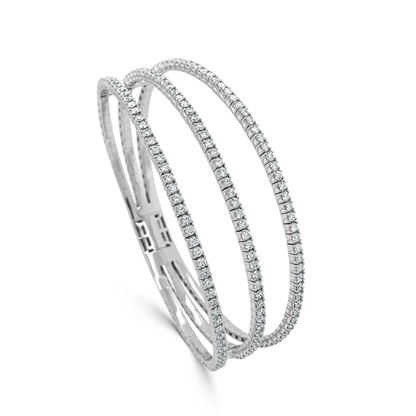 Diamond Triple-Row Flexible Bangle in 14K White Gold