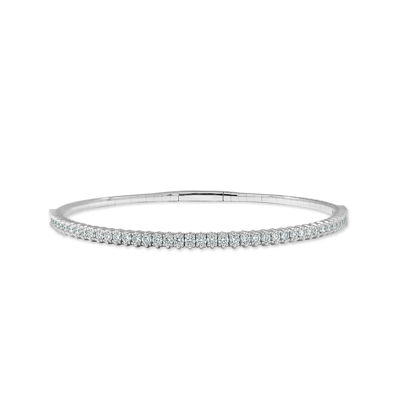 Diamond Half Eternity Flexible Bangle in 14K White Gold