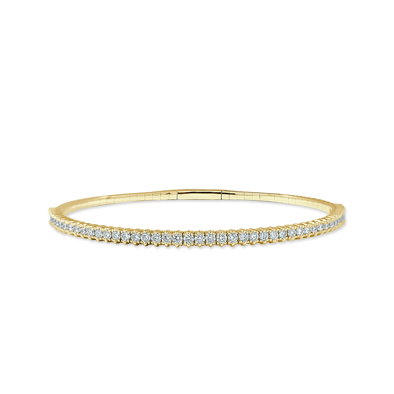 Diamond Half Eternity Flexible Bangle in 14K Yellow Gold