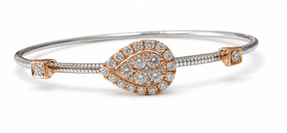 Estate Diamond Flexible Bangle in 18K Two Tone Gold