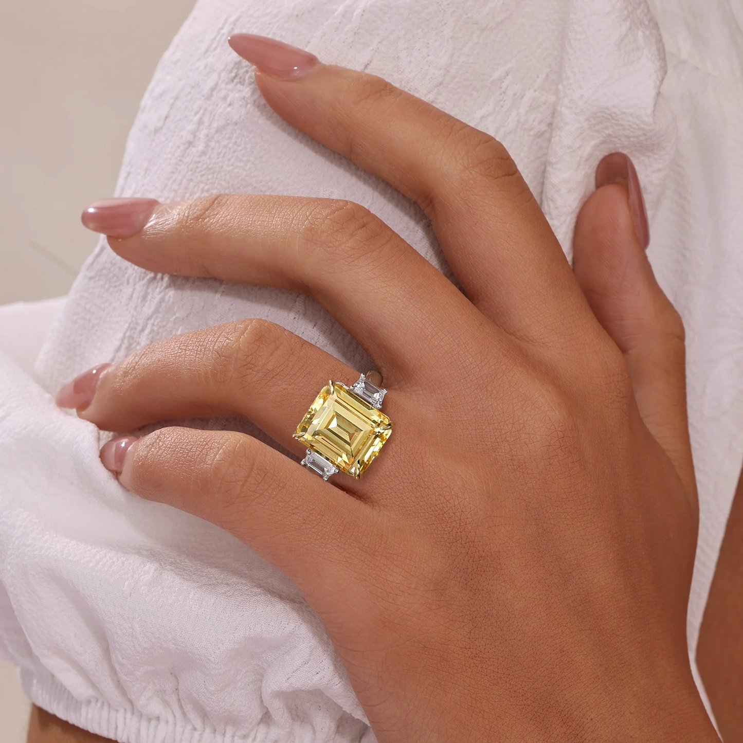Simulated Diamond Three-Stone Ring in Sterling Silver