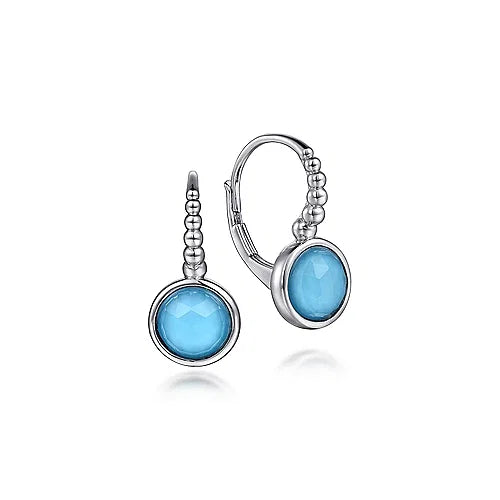 Bujukan Rock crystal and Turquoise Leverback Earrings in Sterling Silver