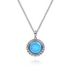 Rock Crystal and Turquoise Pendant Necklace in Sterling Silver