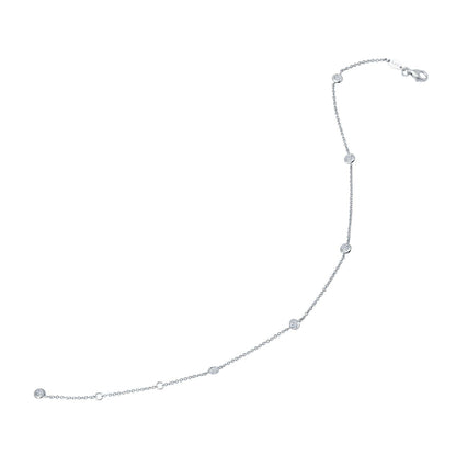 Bezel Set Station Anklet in Sterling Silver