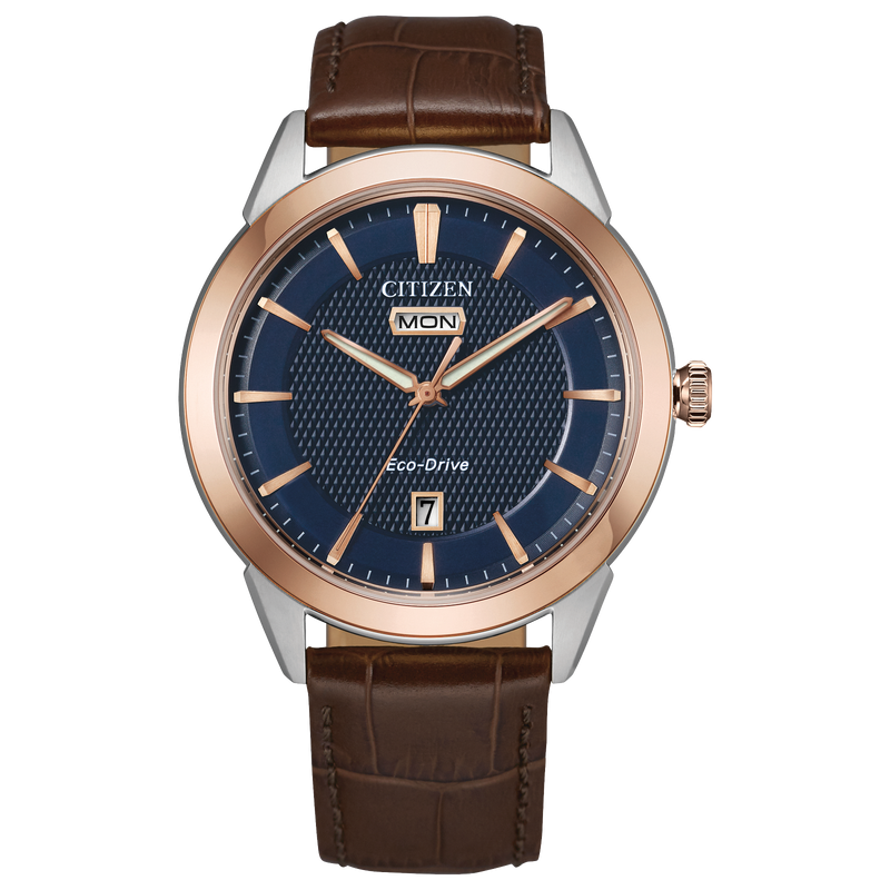 Rolan Navy Watch in Two Tone Stainless Steel & Leather