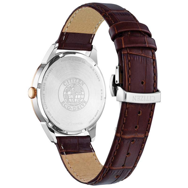 Rolan Navy Watch in Two Tone Stainless Steel & Leather