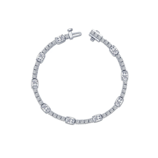 Cushion Station Tennis Bracelet in Sterling Silver