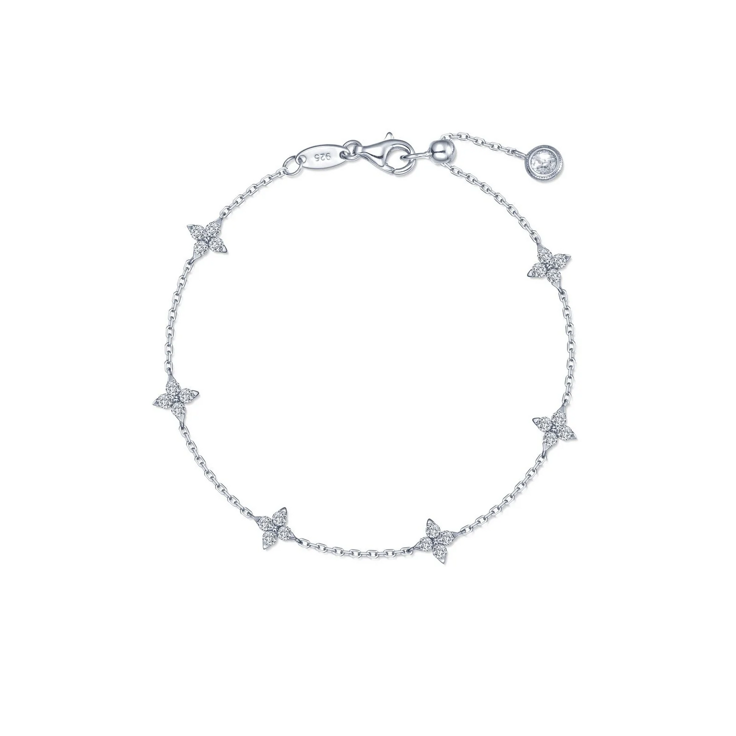 Floral Station Bracelet in Sterling Silver