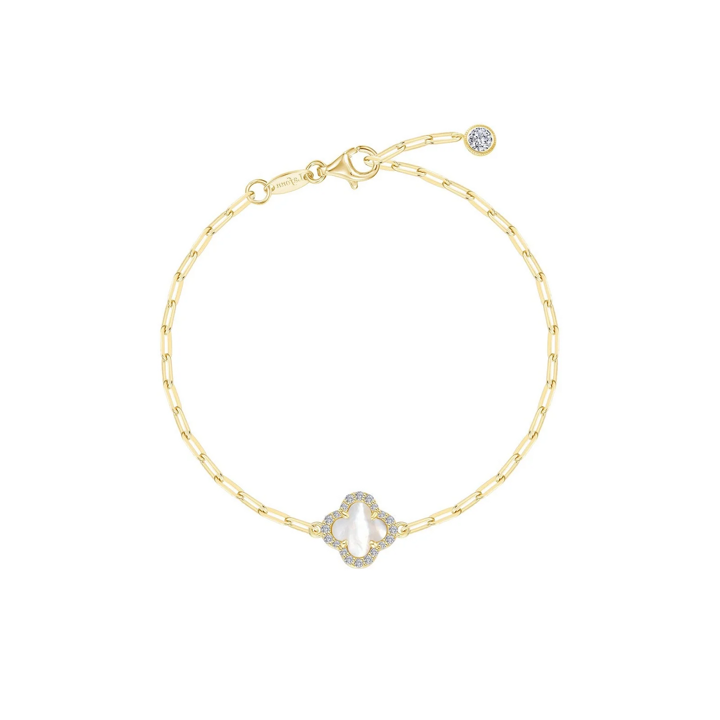 Clover Paperclip Bracelet in Gold Plated Sterling Silver