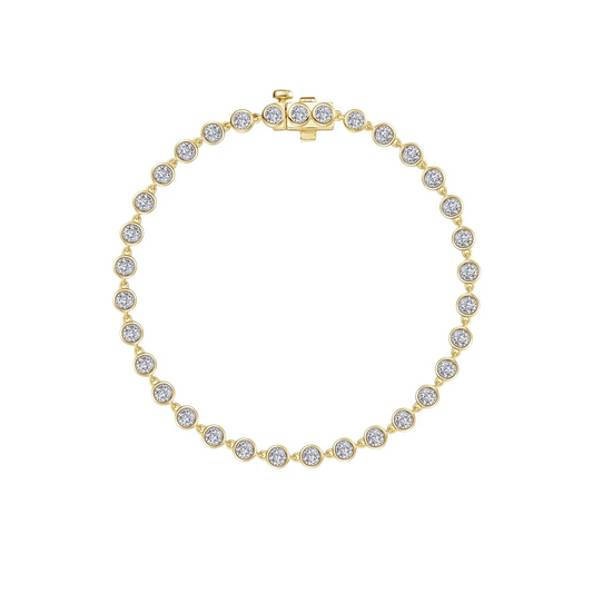 Bezel Link Bracelet in Gold Plated Sterling Silver