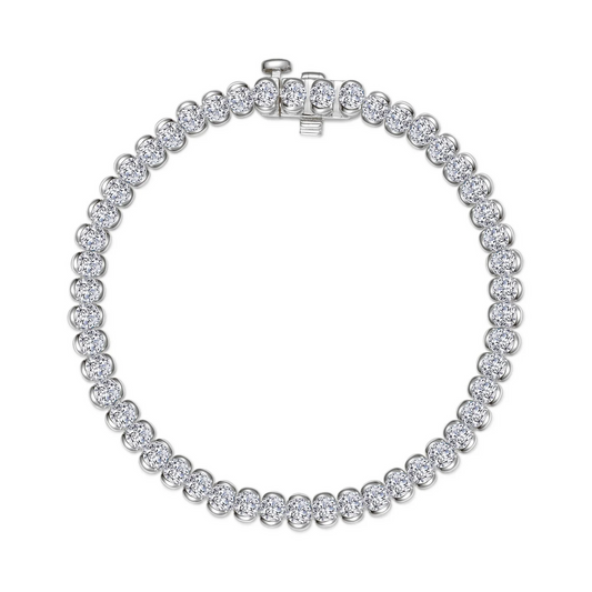 Half-Bezel Simulated Tennis Bracelet in Sterling Silver
