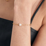 Gold Pearl Sparkle Chunky Chain Bracelet