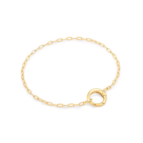 Gold Mini Link Charm Chain Connector Bracelet